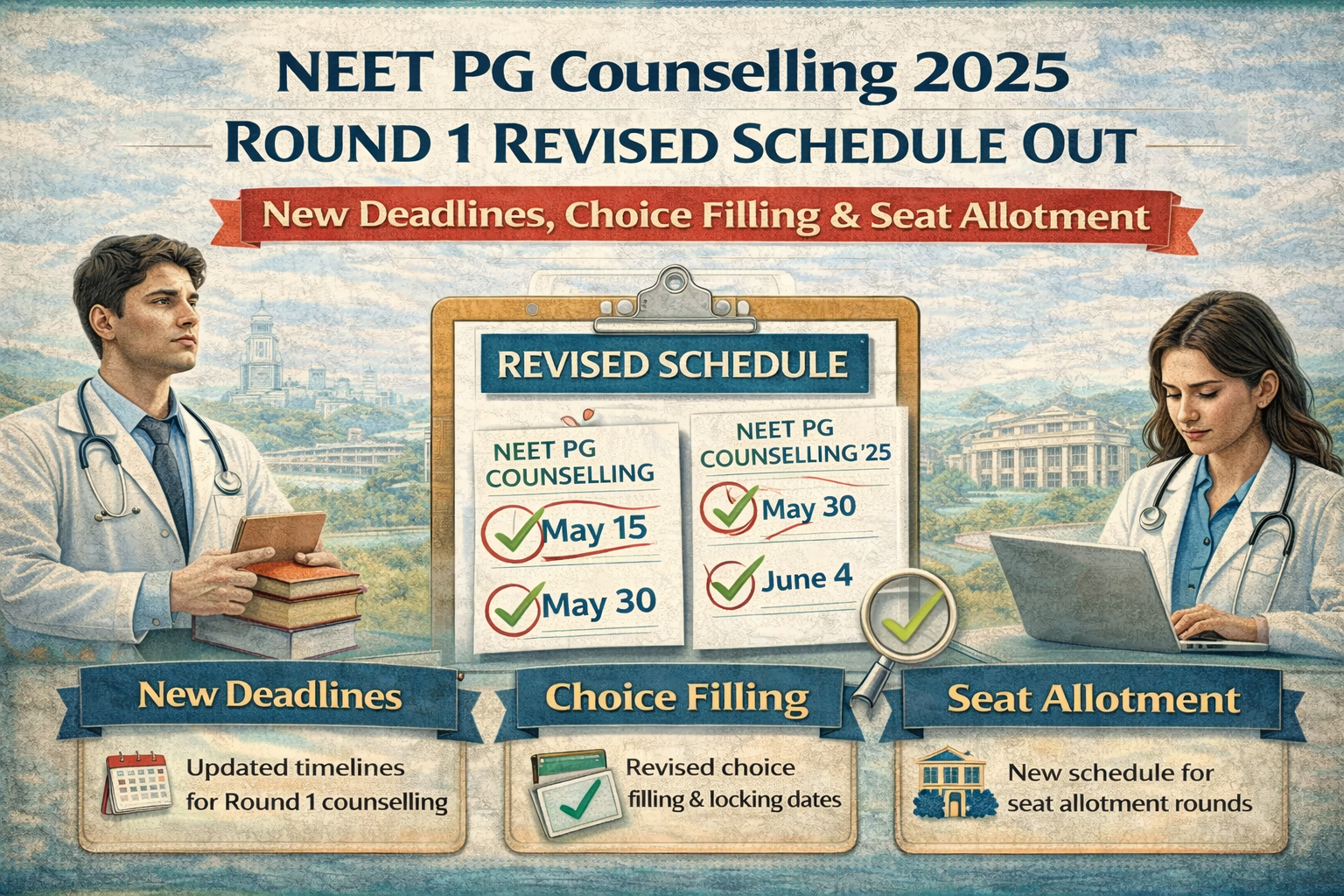 NEET PG Counselling 2025 Round 1 Revised Schedule Out – New Deadlines, Choice Filling & Seat Allotment